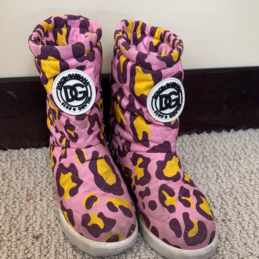 Dolce & Gabbana Pink and Yellow Kids Boots